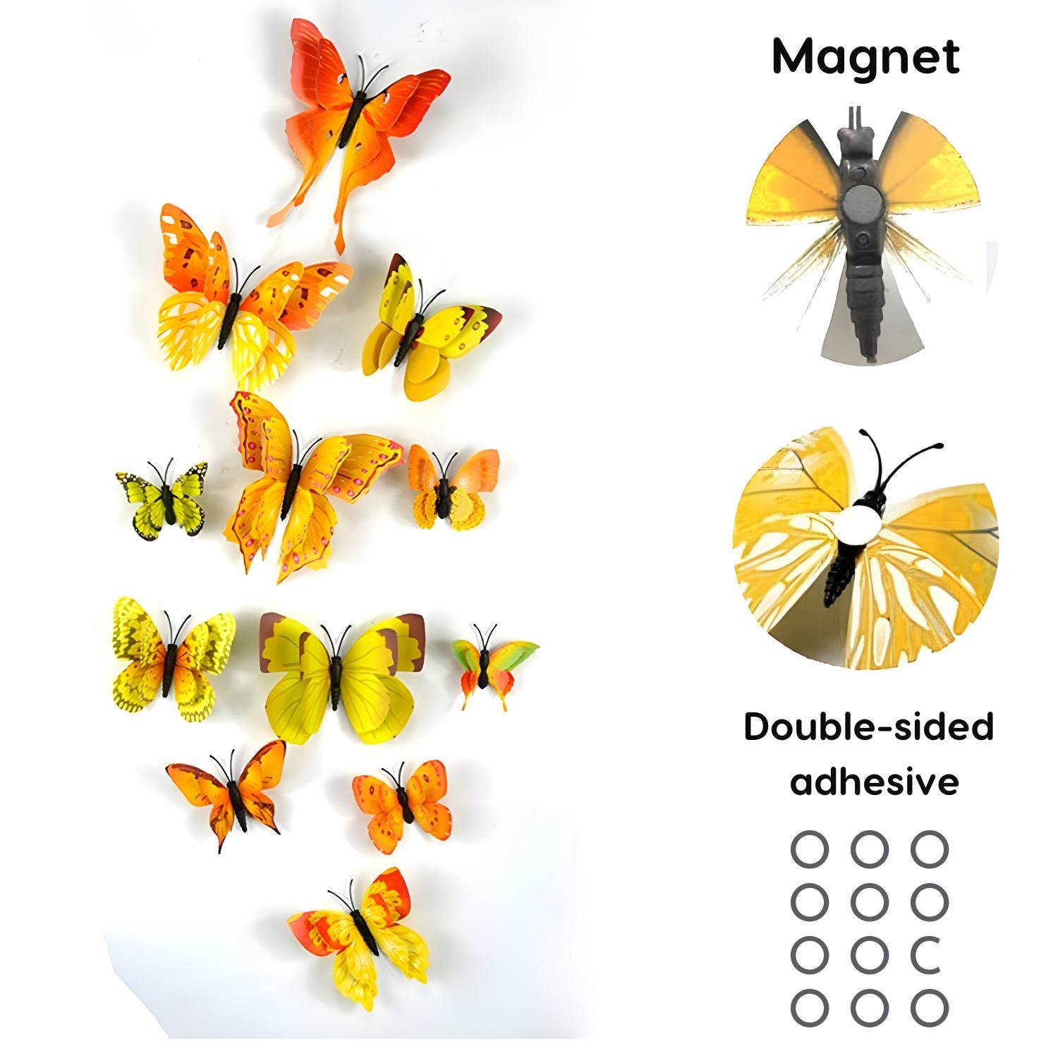 3D Butterflies Pack of 12 | Decorative Add-ons | Yellow