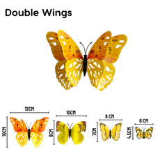 3D Butterflies Pack of 12 | Decorative Add-ons | Yellow