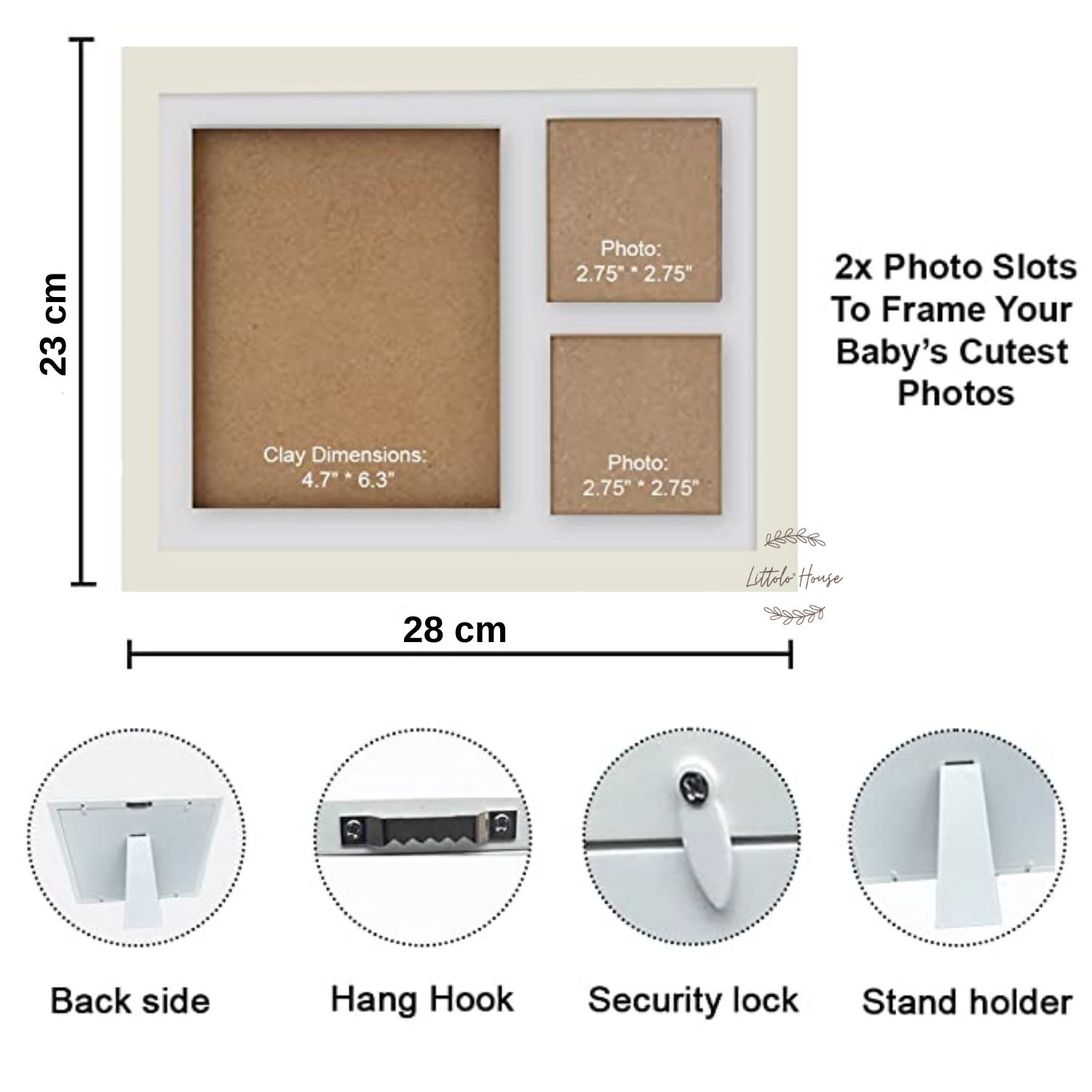 Baby Milestone Hand and Footprint Frame with Clay DIY | Frames | White