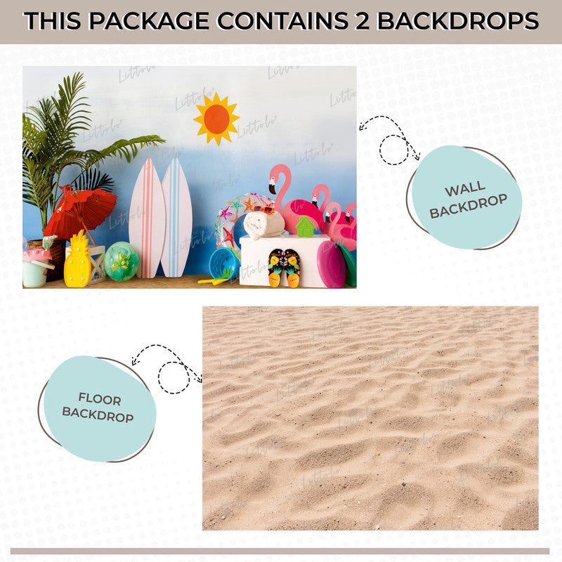 LB1517 Luttre Beach Scene Backdrop Combo (2 Pcs)