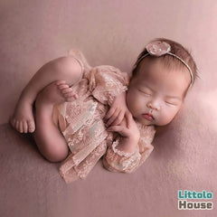 Baby Girl Net Ruffle Mesh Lace 2-Piece Set O239 | 2M | Light Pink