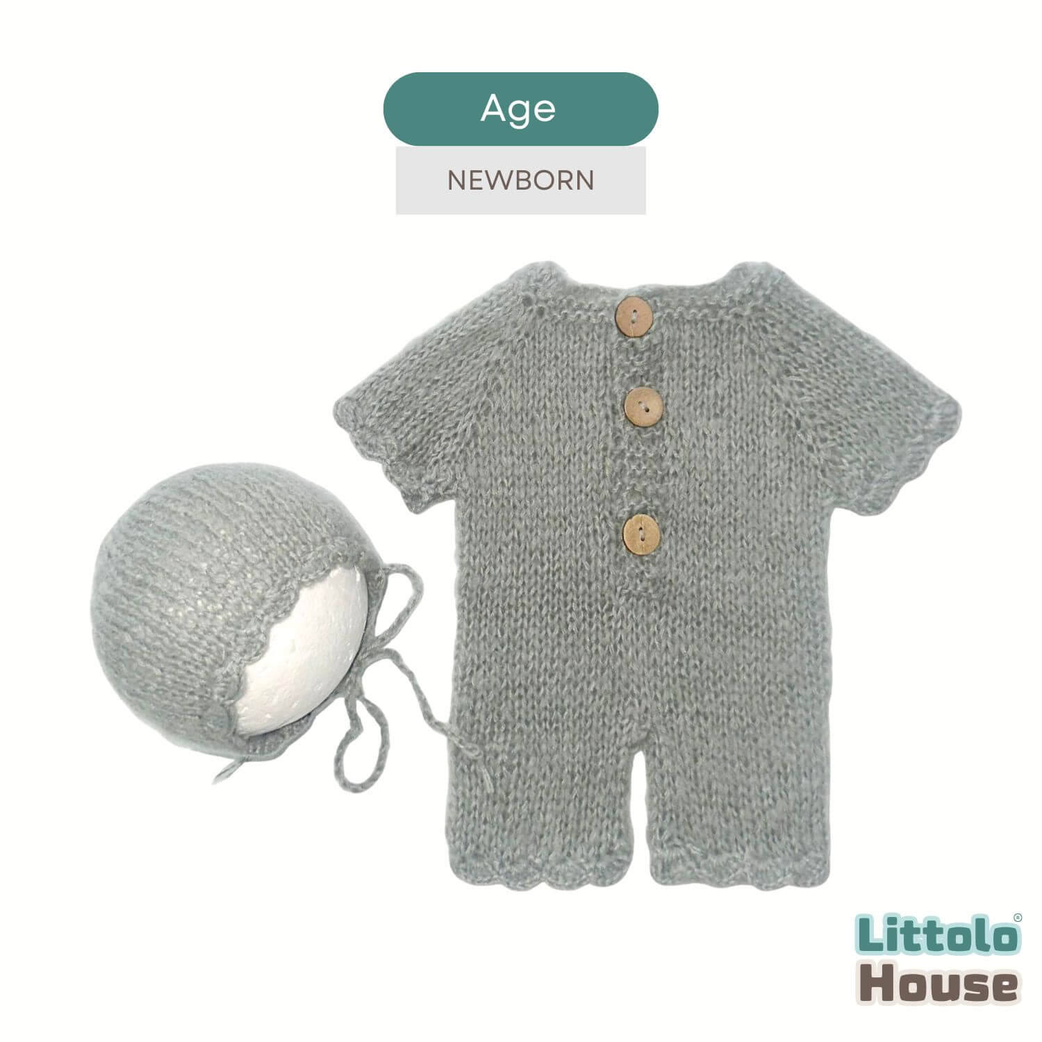 Baby Cozy Knit Romper with Bonnet O240 | NB | Grey