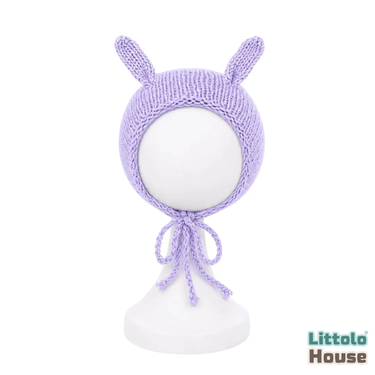 Cozy Knit Bunny Ear Bonnet B044 | NB | Lavender
