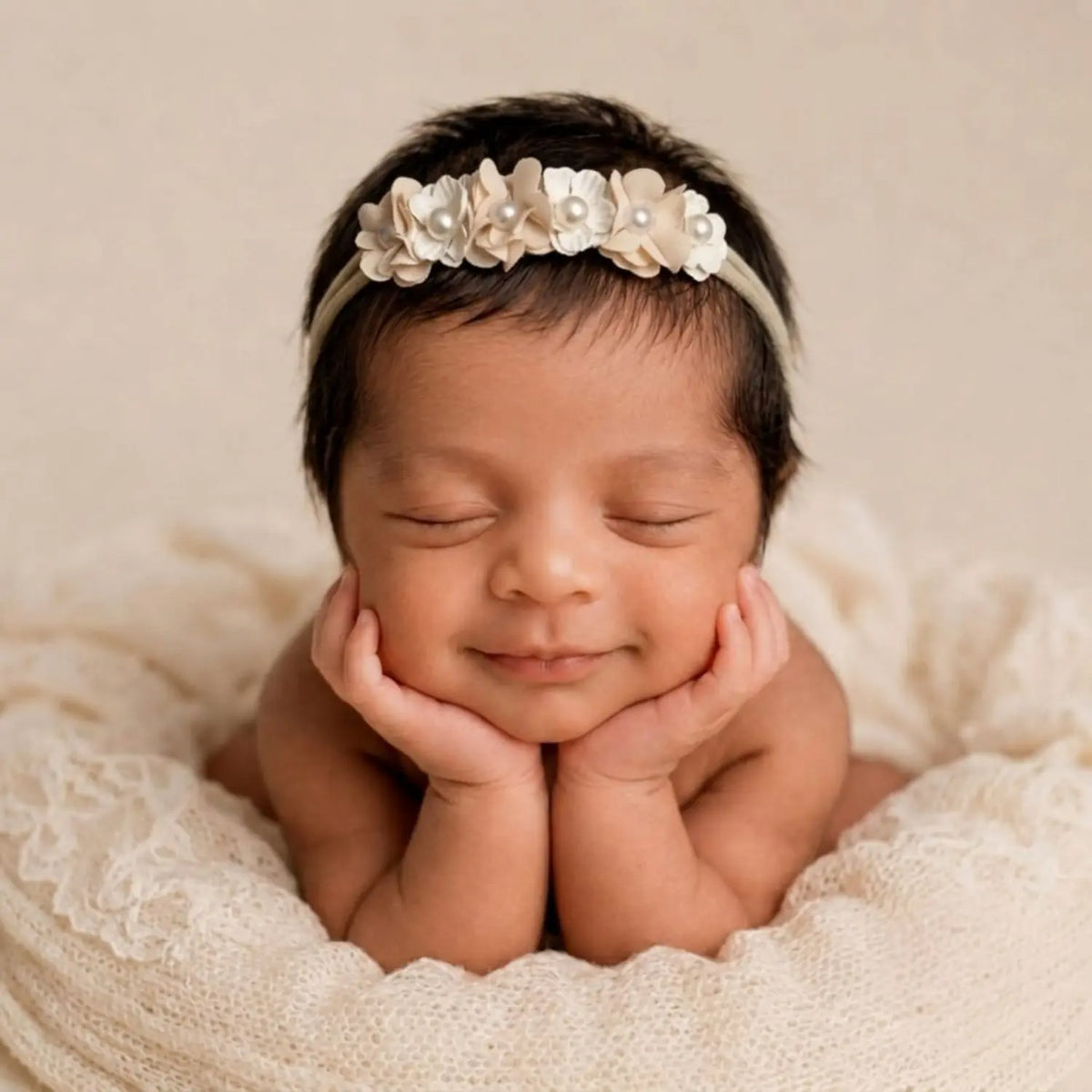 Grace Pearl Floral Headband H126 | White