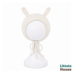 Cozy Knit Bunny Ear Bonnet B044 | NB | Milky White