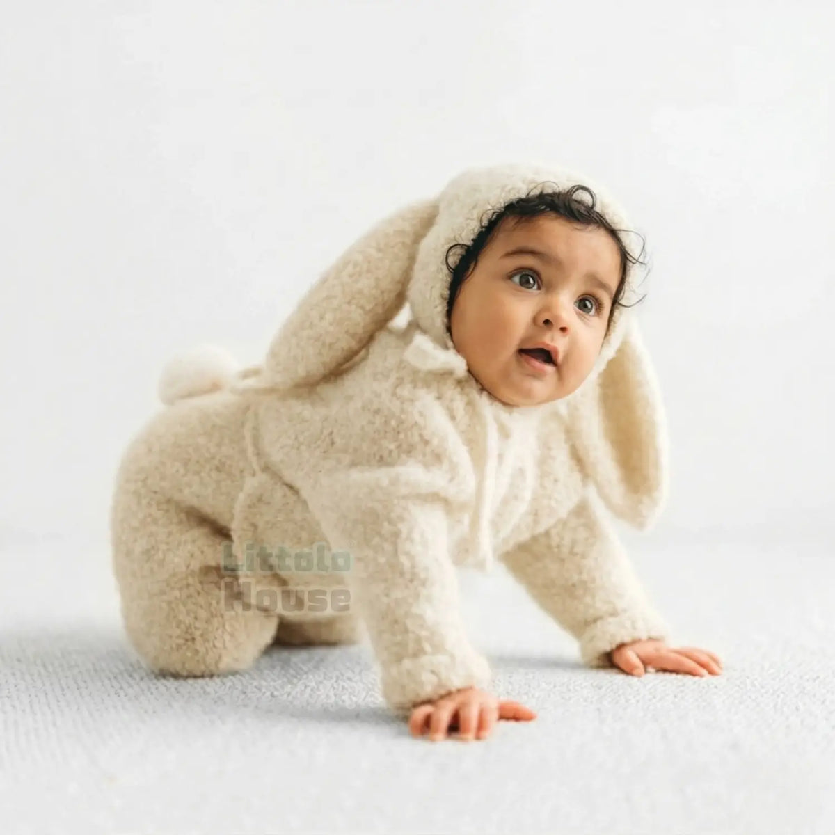 Baby Cozy Bunny Romper with Bonnet O261 | 1Y | Beige