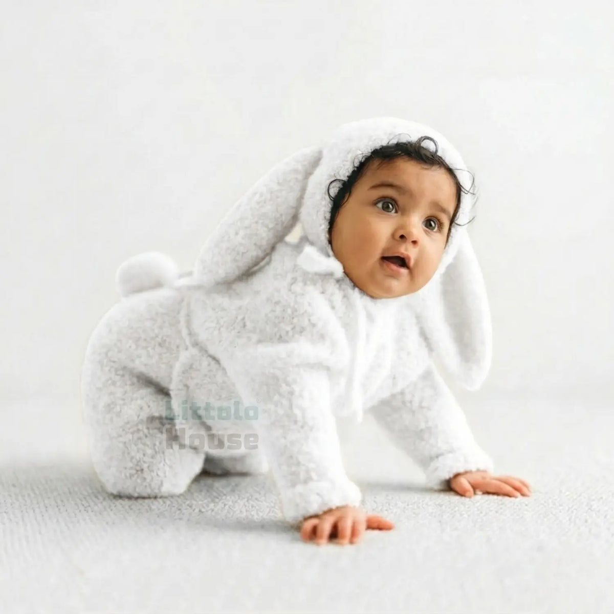 Baby Cozy Bunny Romper with Bonnet O261 | 1Y | Off White