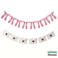 Bow Garland & Envelope Banner D169 | Pack of 2 | Pink White