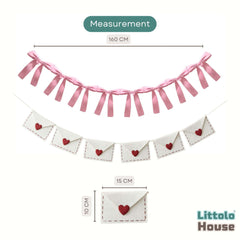 Bow Garland & Envelope Banner D169 | Pack of 2 | Pink White