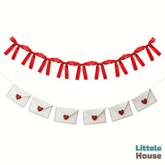 Bow Garland & Envelope Banner D169 | Pack of 2 | Red White