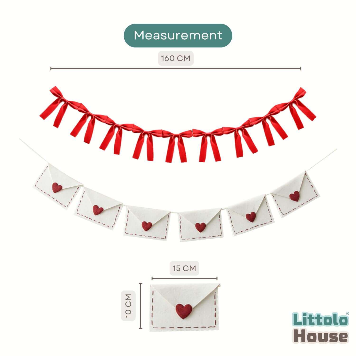 Bow Garland & Envelope Banner D169 | Pack of 2 | Red White