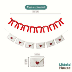 Bow Garland & Envelope Banner D169 | Pack of 2 | Red White