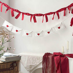 Bow Garland & Envelope Banner D169 | Pack of 2 | Red White