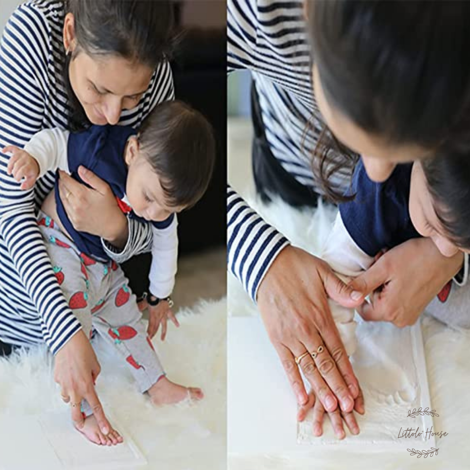 Baby Milestone Hand and Footprint Frame with Clay DIY | Frames | White