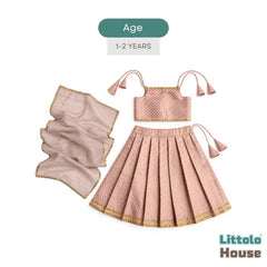Baby Girl Traditional Lehenga Choli with Dupatta Outfit O221 | 1-2Y | Pastel Pink