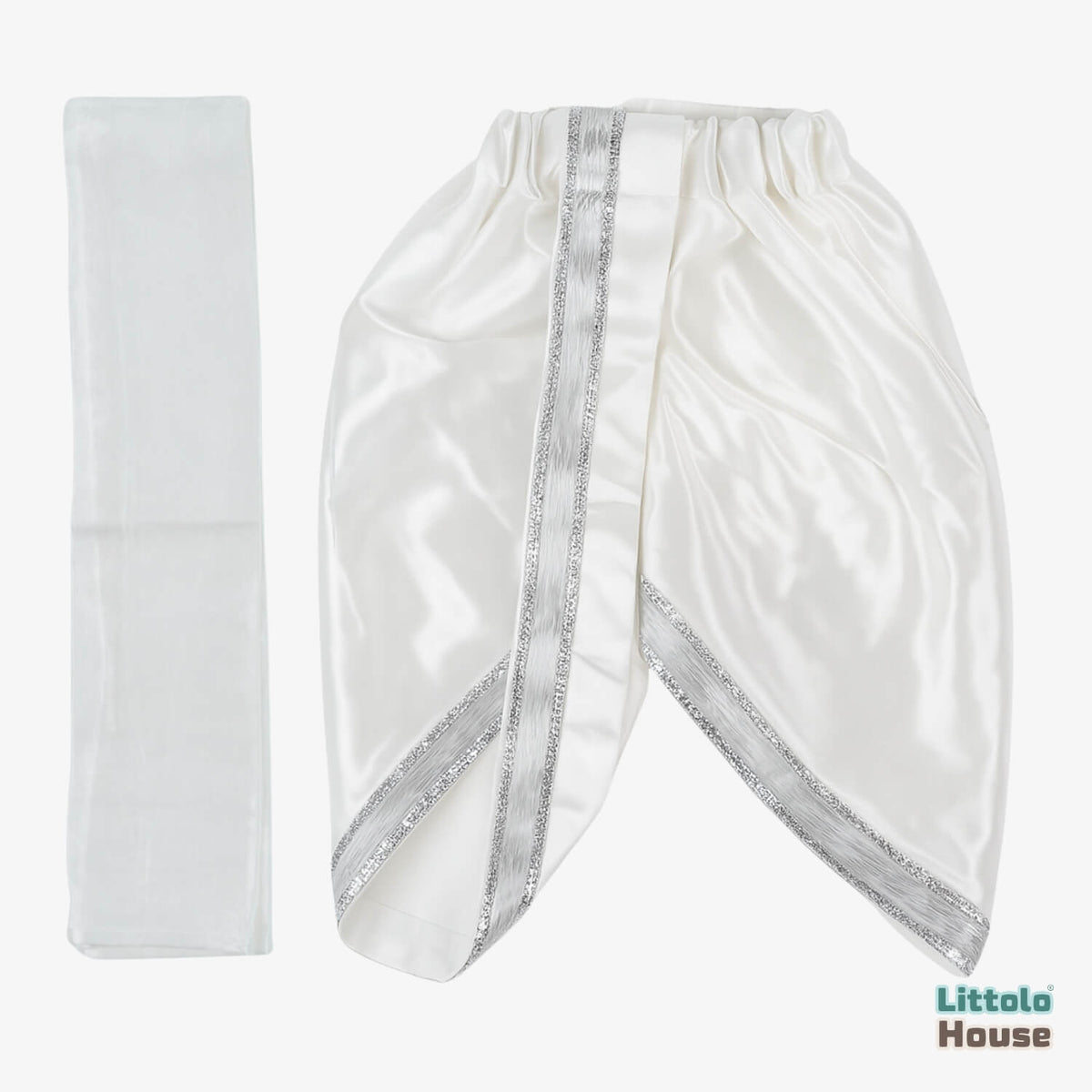 Baby Boy Traditional Dhoti with Khes Outfit O222 | 1Y | White