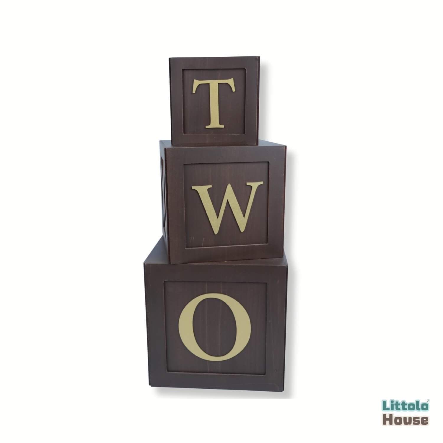 Apple Box with ONE TWO Sign Set of 3 | Wooden Decorative | Rustic Brown