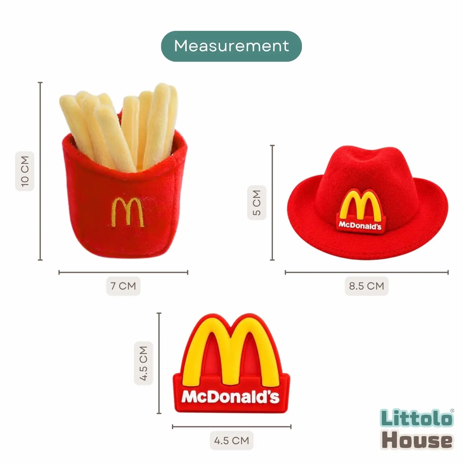 Baby Macdonalds Apron with Mini Hat, Fries & Logo Badge Set of 4 | Medium A029 | NB | Orange