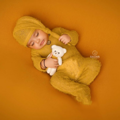 Baby Romper and Sleep Hat D2 SR056 | Set of 2 | 2M | Mustard