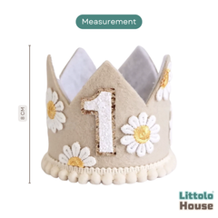 Baby 1st Birthday Floral Daisy Crown D168 | Pack of 1 | Light Brown