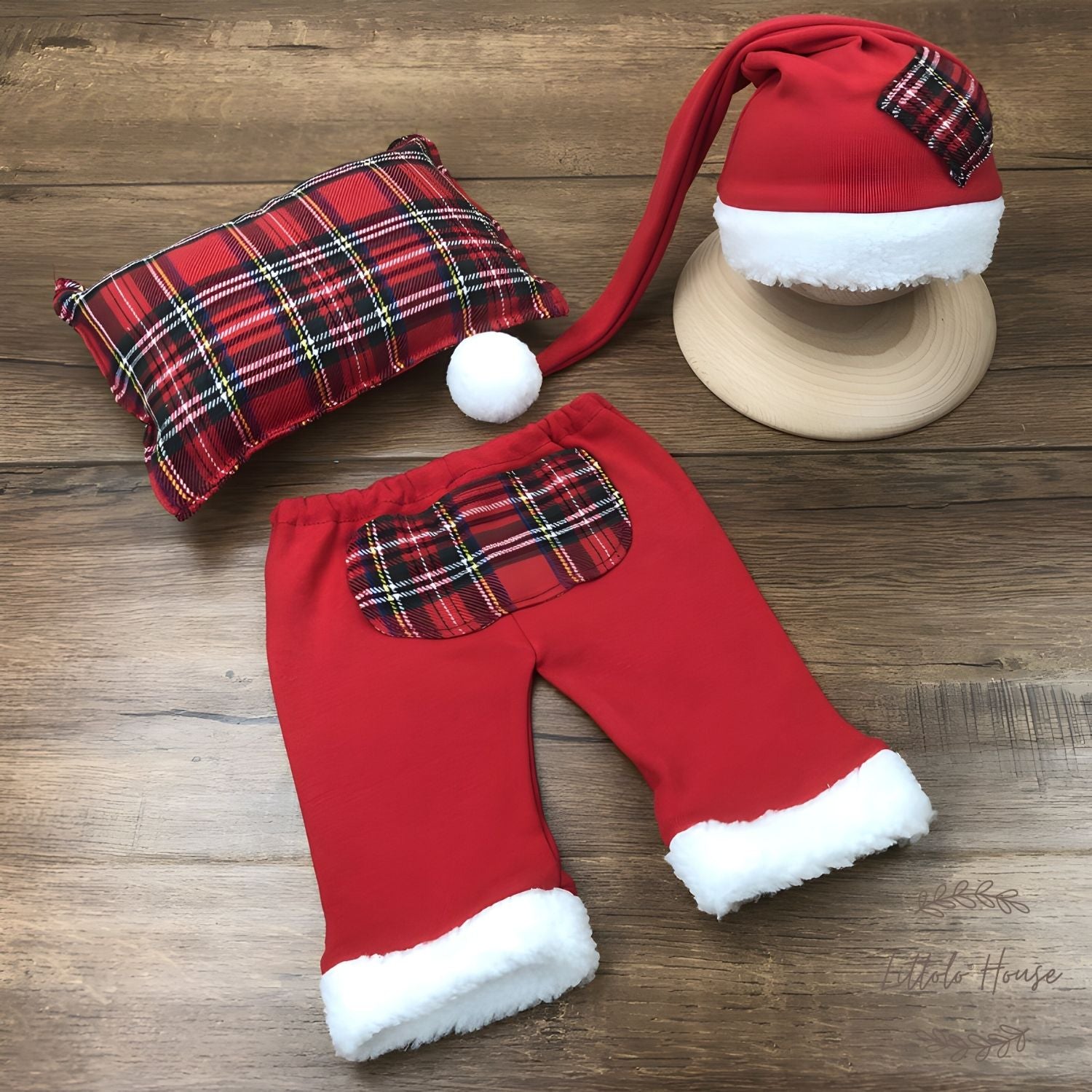 Baby Christmas Pant with Cap and Pillow O103 | 2M | Red