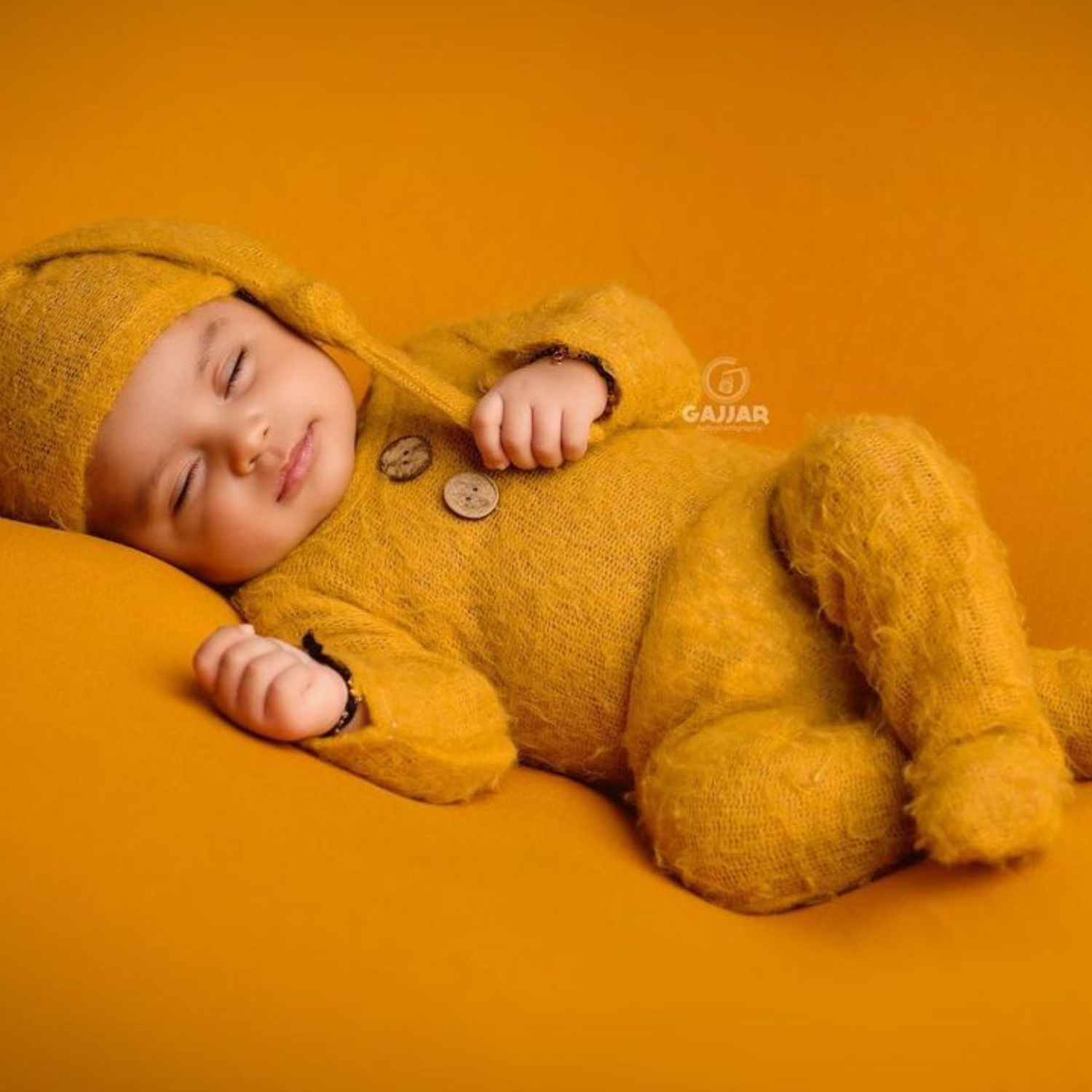 Baby Romper and Sleep Hat D2 SR056 | Set of 2 | 2M | Mustard