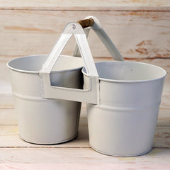 Twins Bucket | Iron Artware | White