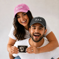 Pregnancy Announcement Mom & Dad Caps A055 | Adult | Black Pink