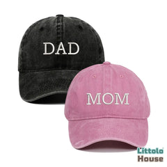 Pregnancy Announcement Mom & Dad Caps A055 | Adult | Black Pink