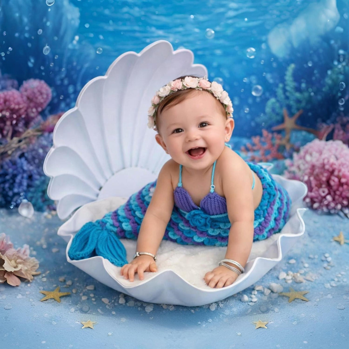 Mermaid Shell | Iron Art | White