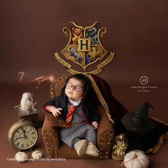 Baby Harry Potter Wizard Cosplay Halloween Costume Hooded Robe Sweater Tie Pant with Scarf and Goggle Outfit O162 | 3M | Grey Black