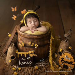 Honey Bee Theme Decorative Board D095 | Pack of 5 | Mustard