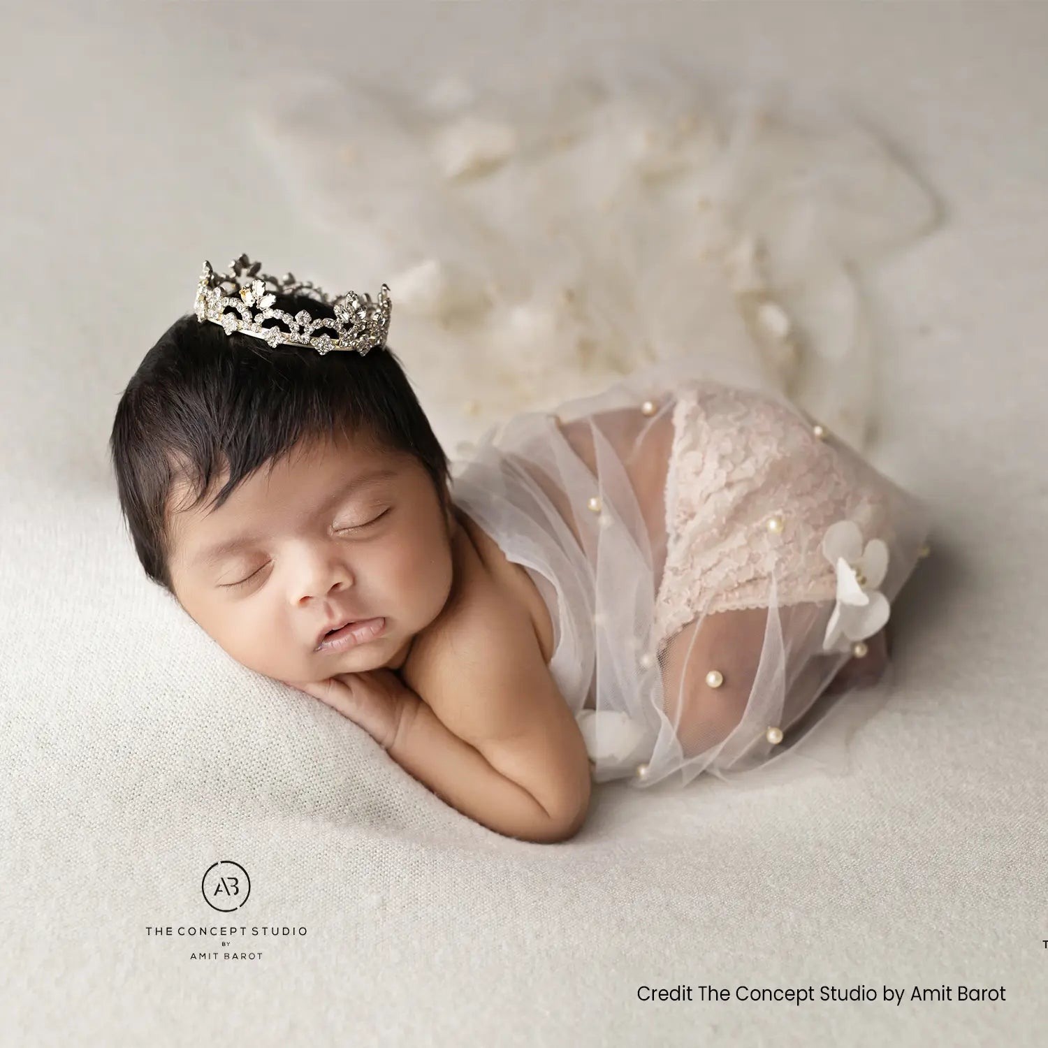 Attached Flower Net Wrap | Rice White