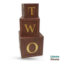 Apple Box with ONE TWO Sign Set of 3 | Wooden Decorative | Rustic Brown