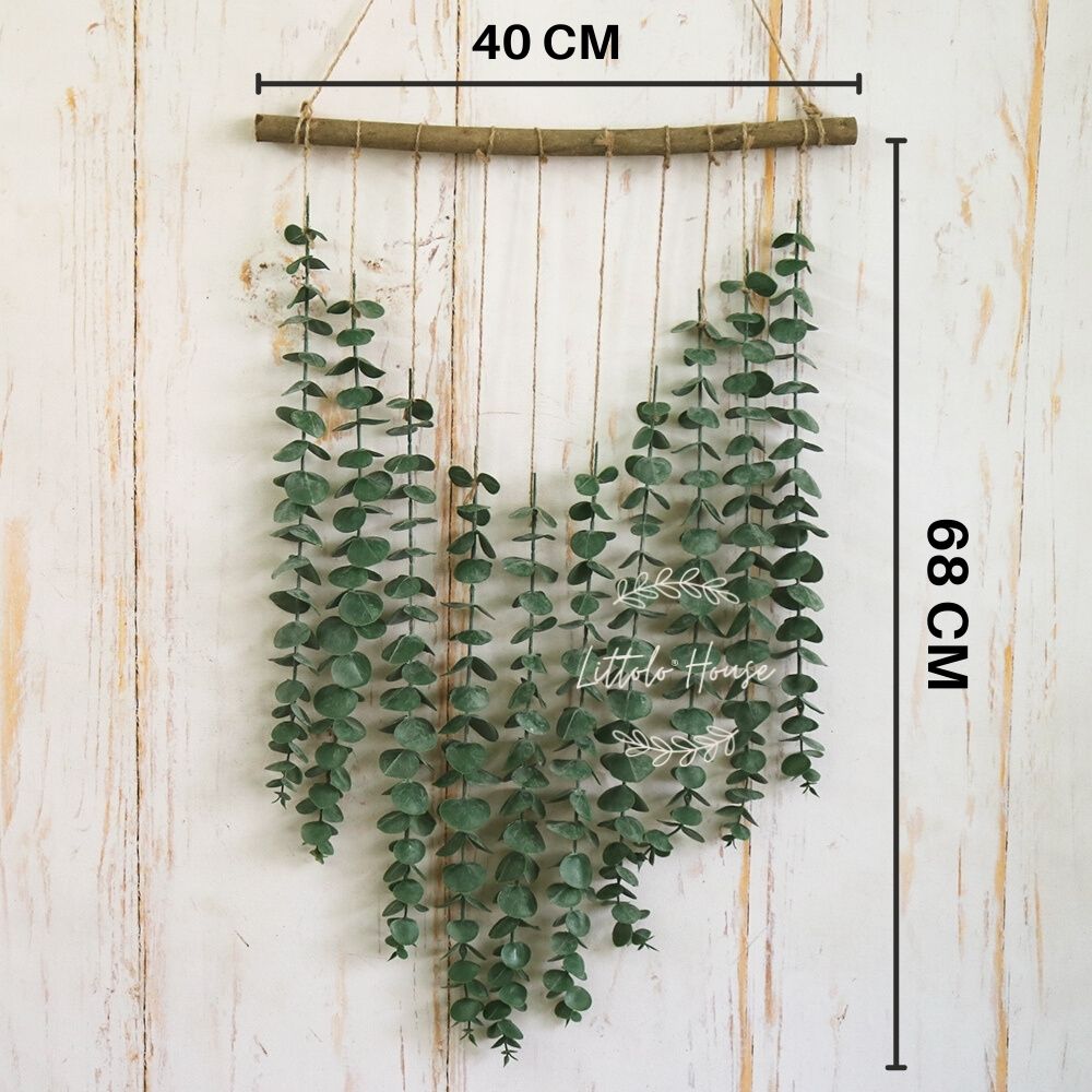 Artificial Eucalyptus Leaf Boho V Shape Wall Hanging  F062 Pack of 1 | Leaf Green