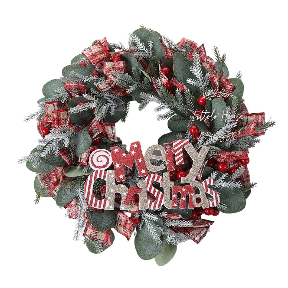 Artificial Handcrafted Merry Christmas Wreath  F045 Pack of 1 | Multicolour