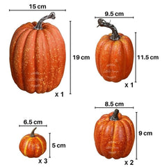 Artificial Harvest Halloween Pumpkins 7 PCS in Assorted Sizes D007 | Decorative Add-ons | Orange