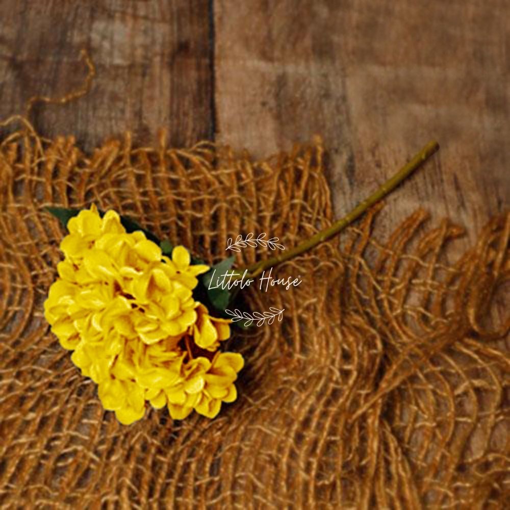 Artificial Hydrangea Silk Faux Flowers Bunch of 1 | Yellow