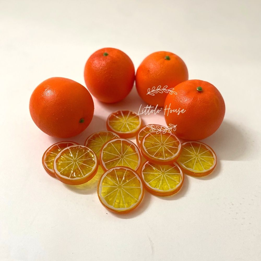 Artificial Orange Fruits &amp; Slices Set of 14 D010 | Decorative Add-ons | Orange