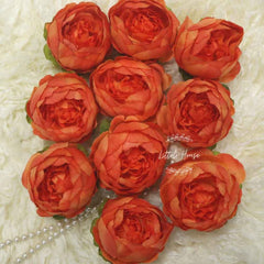 Artificial Peony Flower Heads F064 Pack of 10 | Orange