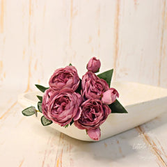 Artificial Rose Peony Flowers Bunch of 1 | Purple