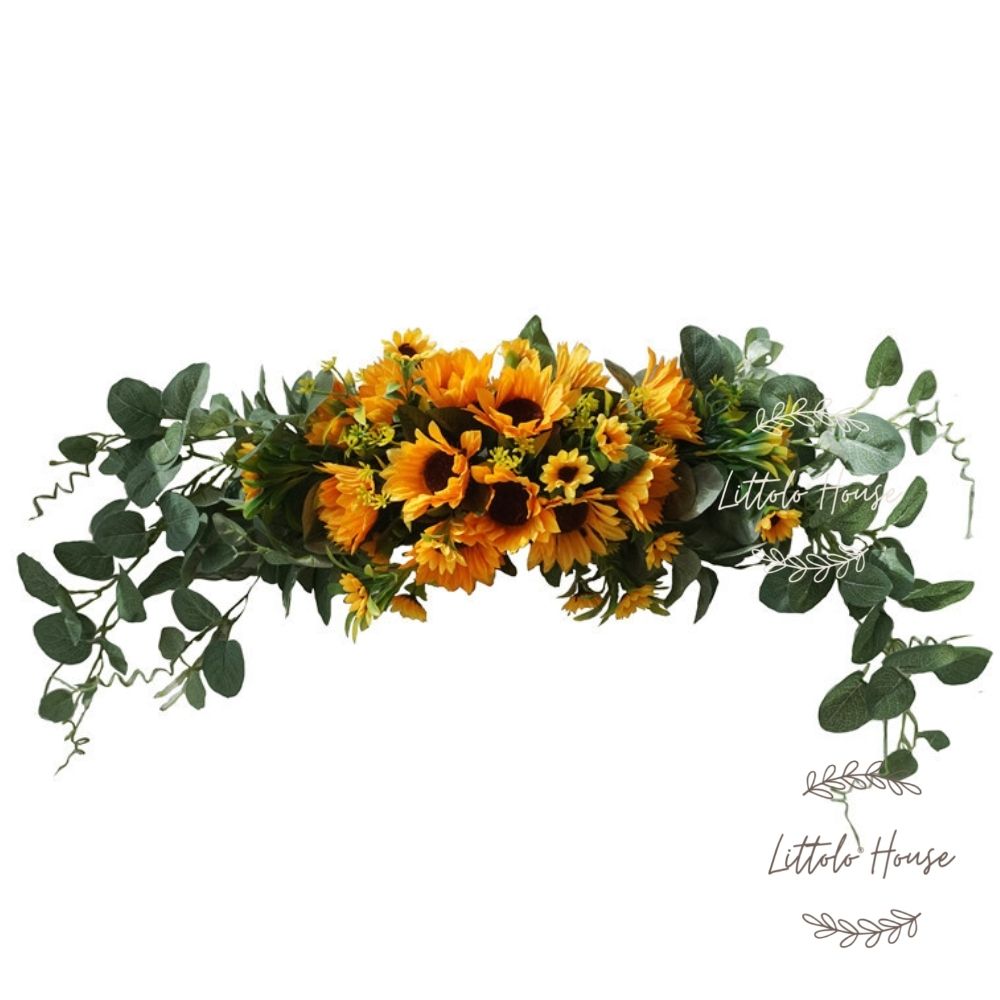 Artificial Silk Sunflower Arch Wreath F057 Pack of 1 | Yellow