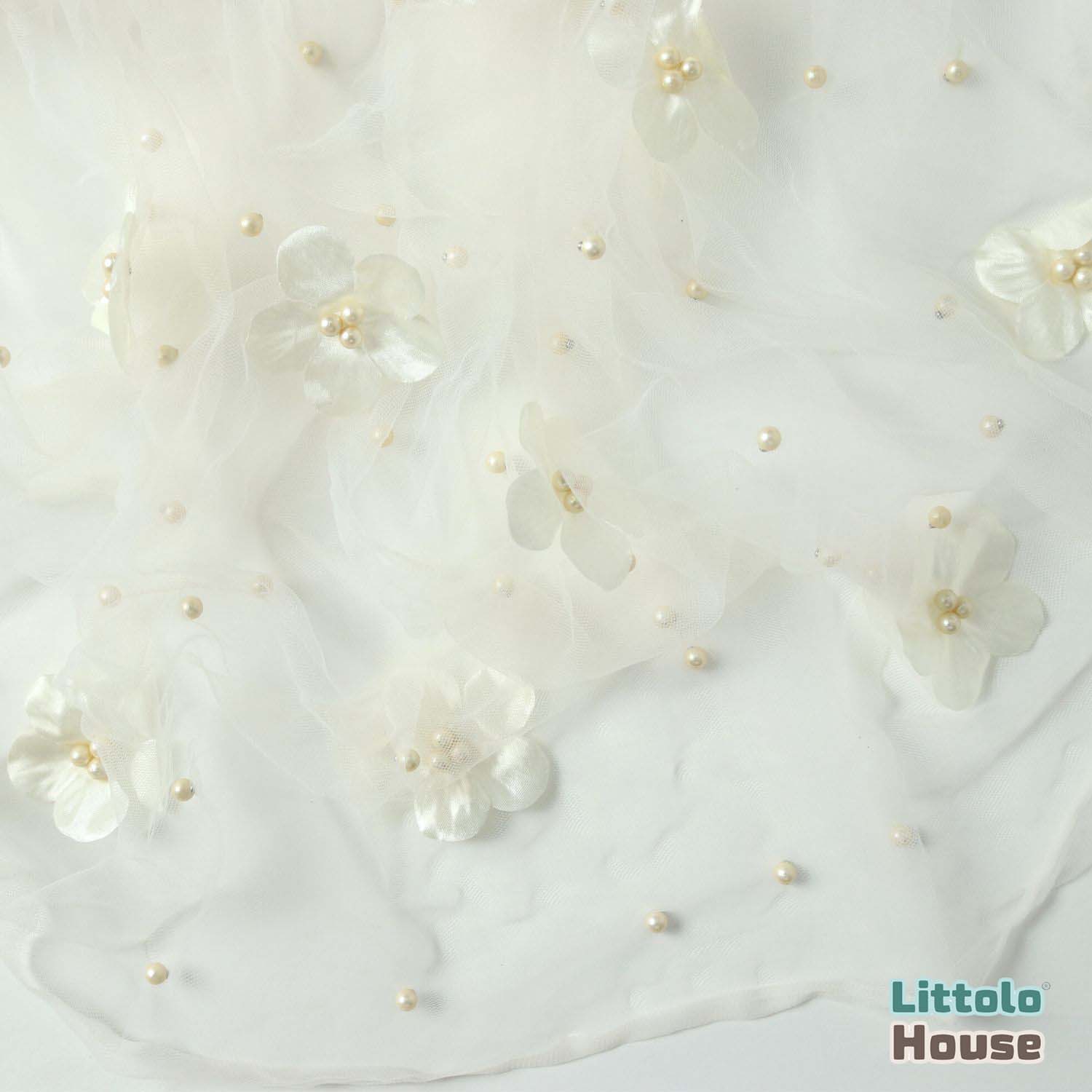 Attached Flower Net Wrap | Rice White