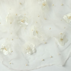 Attached Flower Net Wrap | Rice White