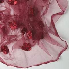 Attached Flower Net Wrap | Wine Red