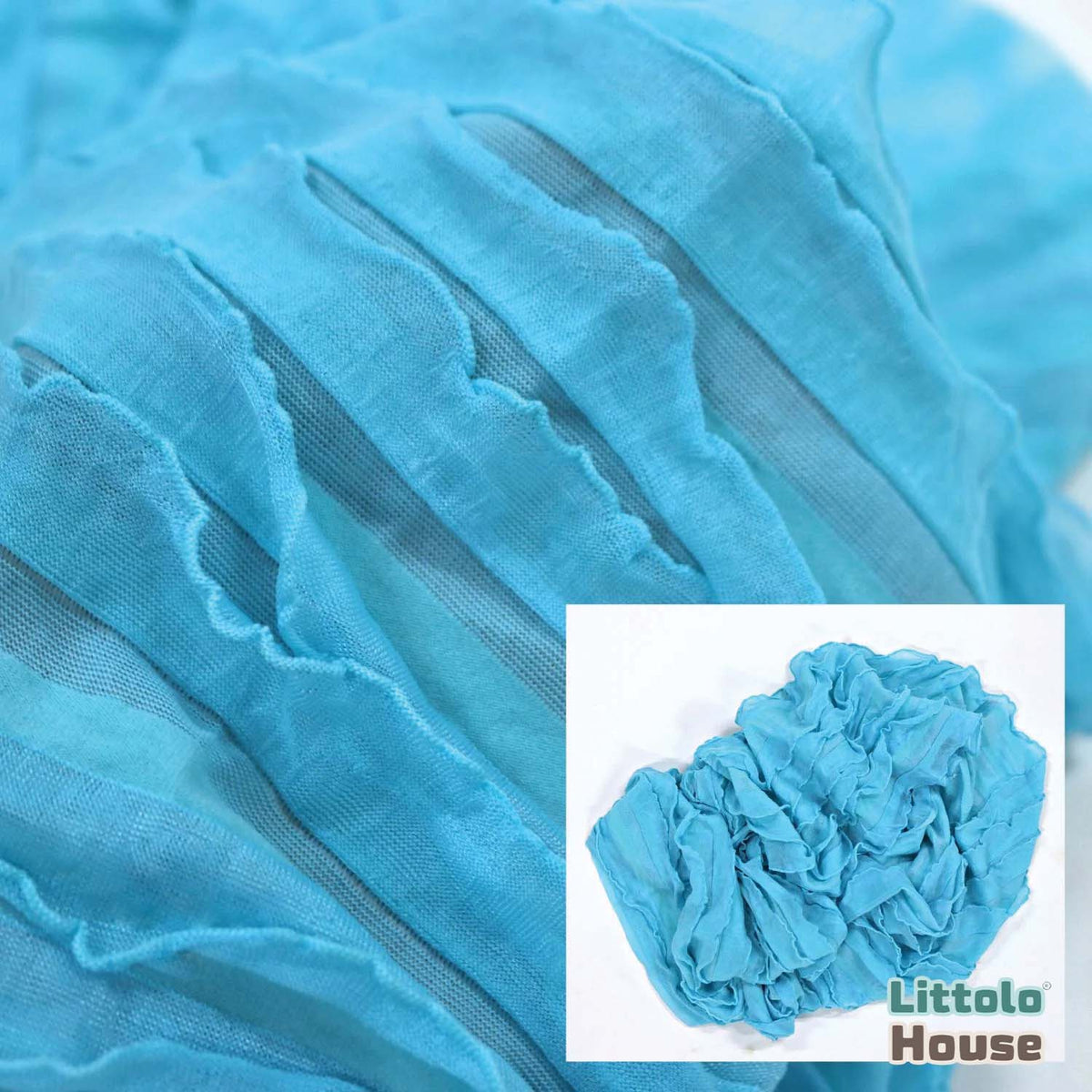 Pleated Chiffon Lace Wrap | Azure