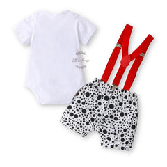 Baby 1st Birthday Cake Smash Romper and Suspender Shorts Set of 2 Outfit O079 | 1Y | Dots Print