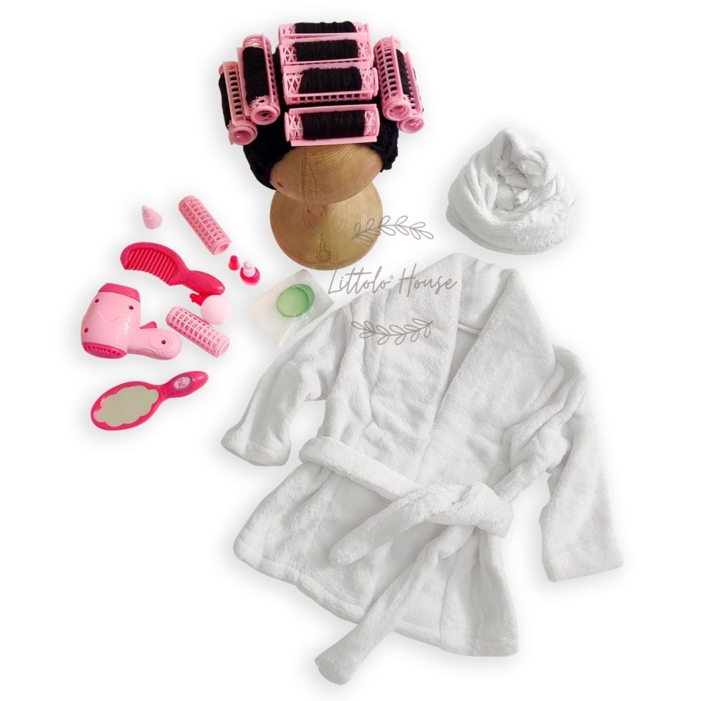 Baby Bathrobe Outfit Set with Hairdressing Set SR070 | 6M | White