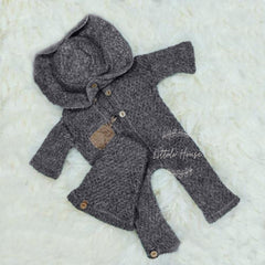 Baby Body Suite with Two Hats SR014 | Set of 3 | NB | Grey