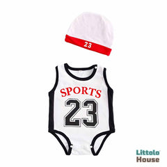 Baby Boy 23 Jersey With Hat Outfit O051 | 1Y | White Black